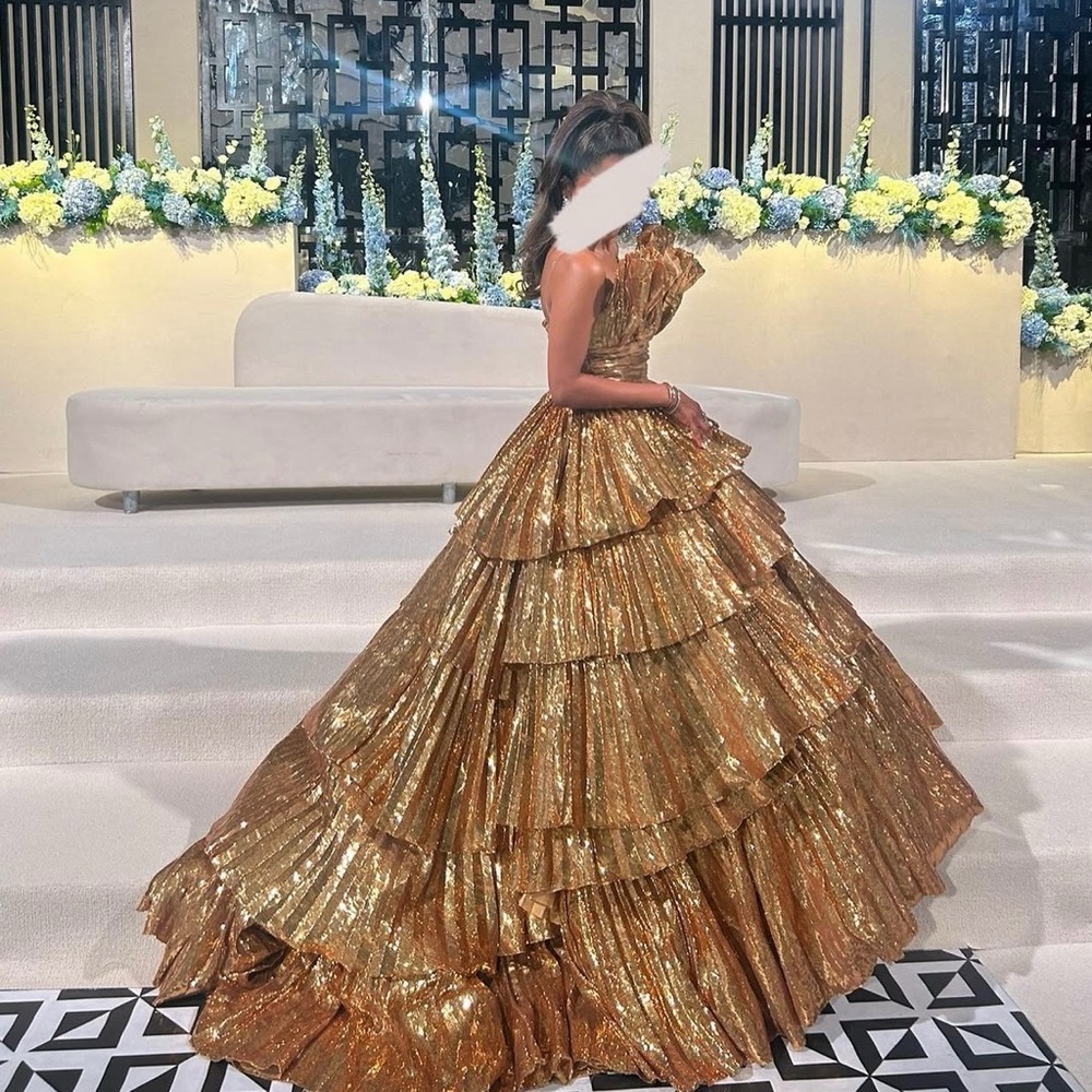 Custom Regina couture corset dress in gold size 2-4.